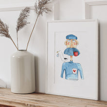 Lade das Bild in den Galerie-Viewer, Line Art "Hamburger Seemann und Freunde" Zeichnung | Maritimes Hamburg