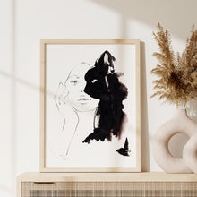 Lade das Bild in den Galerie-Viewer, Line Art "Katzen Lady" mit Bleistift und Tinte gezeichnet | Portrait