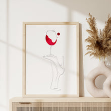 Lade das Bild in den Galerie-Viewer, Line Art Weinglas Zeichnung "Merlot" | Weinliebe