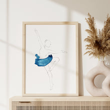 Lade das Bild in den Galerie-Viewer, Line Art Ballerina "Passé" in Blau | Ballett