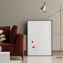 Lade das Bild in den Galerie-Viewer, Line Art gezeichnete Frau "Pinot Noir" | Weinliebe