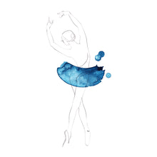Lade das Bild in den Galerie-Viewer, Line Art Ballerina "Relevé" in Blau | Ballett