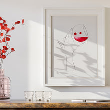 Lade das Bild in den Galerie-Viewer, Line Art Weinglas Zeichnung "Cabernet Sauvignon" | à santé