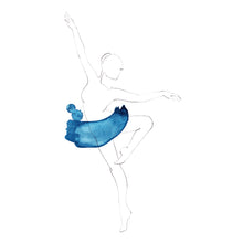 Lade das Bild in den Galerie-Viewer, Line Art Ballerina &quot;Passé&quot; in Blau | Ballett
