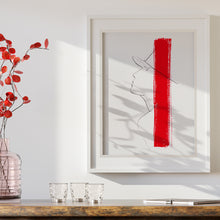 Lade das Bild in den Galerie-Viewer, One Line Art &quot;Rouge&quot; Frau mit Hut Zechnung | Chapeau
